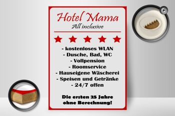 Panneau en bois 30x40cm Hotel Mama blanc-rouge 2