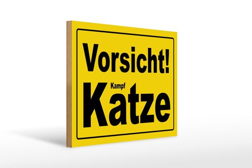 Holzschild Spruch 40x30cm Vorsicht Kampf Katze
