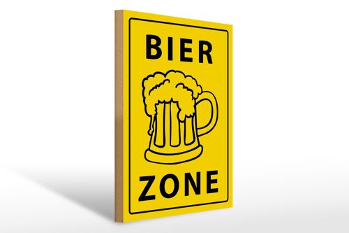 Holzschild Hinweis 30x40cm Bier Zone gelbes