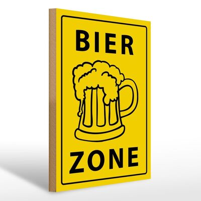 Wooden sign notice 30x40cm beer zone yellow