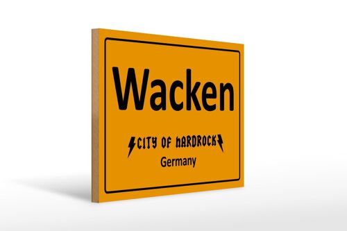 Holzschild Spruch 40x30cm Wacken City of Hardrock Germany