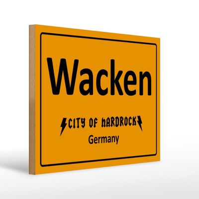 Cartello in legno con scritta 40x30 cm Wacken City of Hardrock Germania