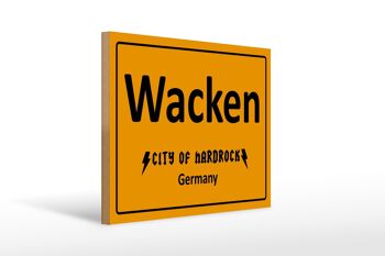 Panneau en bois indiquant 40x30cm Wacken City of Hardrock Allemagne 1