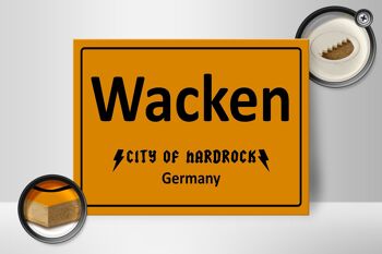 Panneau en bois indiquant 40x30cm Wacken City of Hardrock Allemagne 2