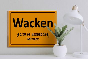 Panneau en bois indiquant 40x30cm Wacken City of Hardrock Allemagne 3