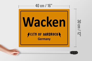 Panneau en bois indiquant 40x30cm Wacken City of Hardrock Allemagne 4