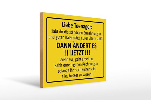 Holzschild Spruch 40x30cm Liebe Teenager - ÄNDERT ES