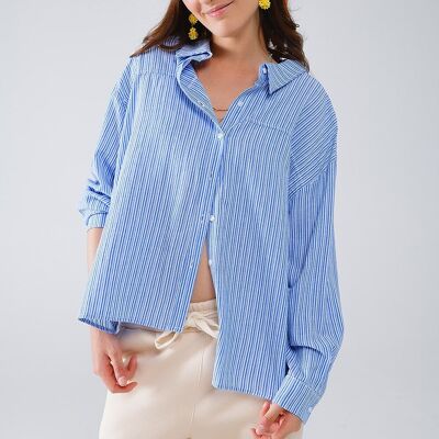 Relaxed Thin Stripe Shirt in Blue