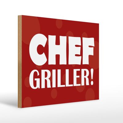 Cartello in legno con scritta Chef Griller 40x30 cm rosso