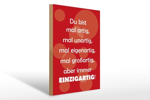 Holzschild Spruch 30x40cm Du bist Einzigartig