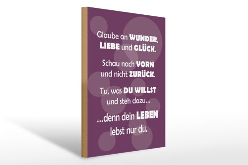 Holzschild Spruch 30x40cm Dein Leben lebst nur Du