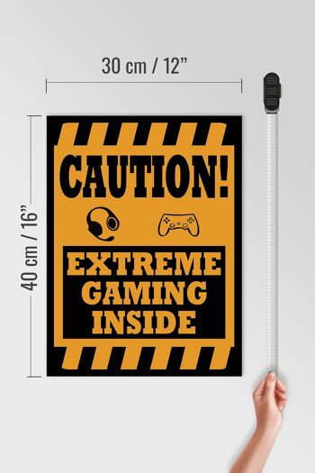 Panneau bois avis 30x40cm Coution extreme gaming intérieur 4