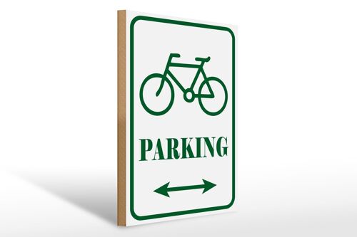 Holzschild Hinweis 30x40cm Fahrrad Parking weiß- grünes