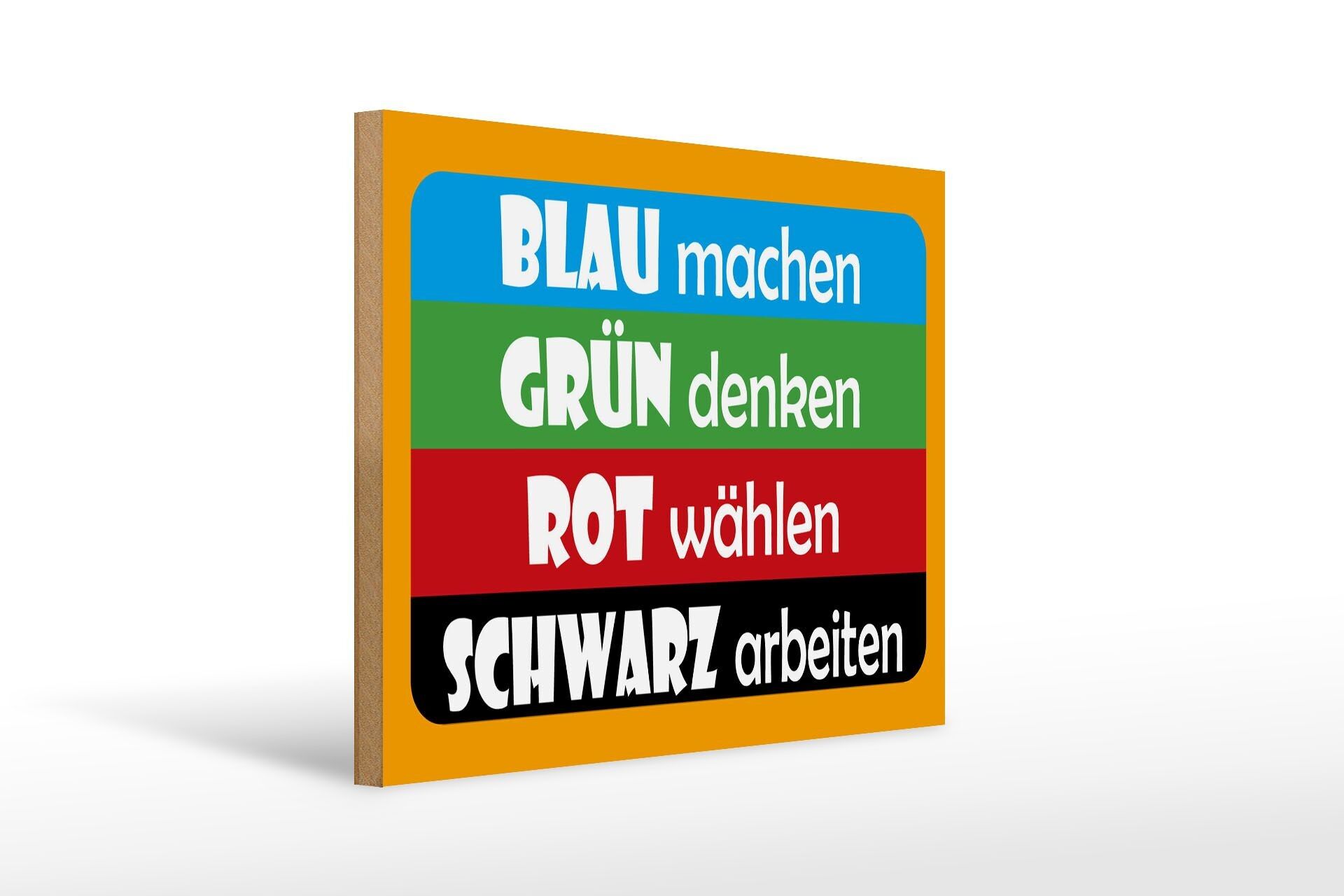 Cartello in legno con scritta 40x30 cm Blu ti fa pensare al verde