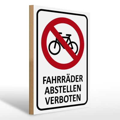 Cartel madera 30x40cm aparcamiento bicicletas prohibido hojalata