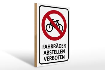 Panneau en bois 30x40cm parking vélos interdit en tôle 1