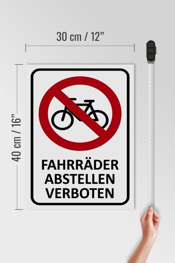 Panneau en bois 30x40cm parking vélos interdit en tôle 4