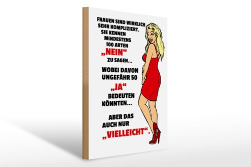 Holzschild Spruch 30x40cm Frauen kennen 100 Arten Nein sagen