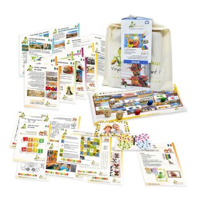 Let's travel while playing Italy vacation kit - child 6 to 11 years old - Made in France - Travel game