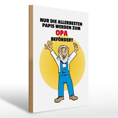 Holzschild Spruch 30x40cm Papis werden zum Opa befördert