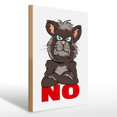 Cartel de madera que dice 30x40cm NO (gato)