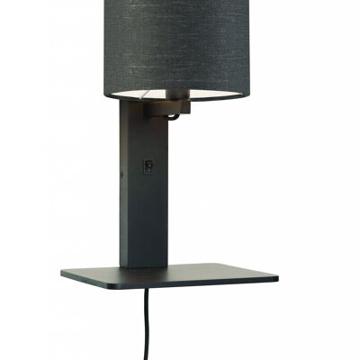 ANDES III black bamboo / linen wall lamp