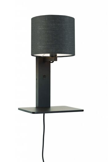 ANDES III black bamboo / linen wall lamp