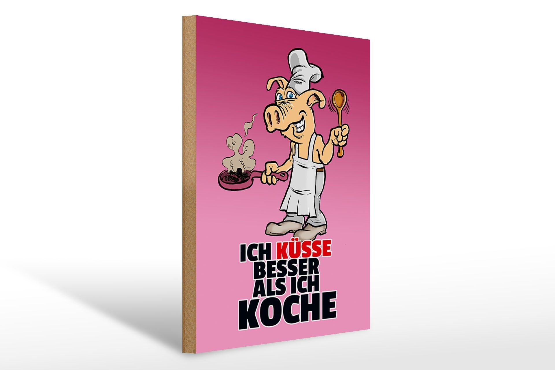 Cartello in legno con scritta 30x40 cm Bacio meglio che cucino cartello rosa