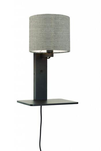 ANDES V black bamboo / linen wall lamp