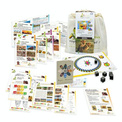 Gioco di fuga Viaggiamo giocando in Kenya - Gioco educativo per bambini dai 6 agli 11 anni - Made in France - Animali della savana