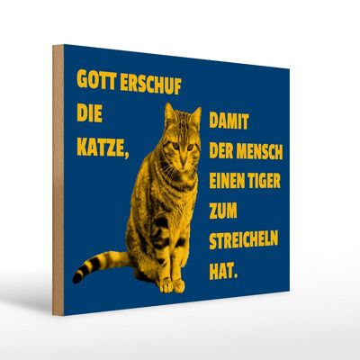 Holzschild Spruch 40x30cm Katze Tiger zum streicheln