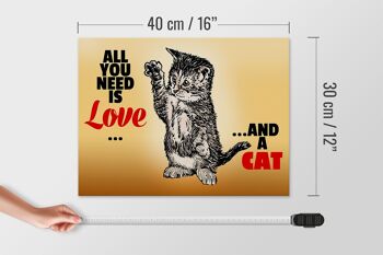 Panneau en bois 40x30cm Tout ce dont vous avez besoin c'est d'amour et d'un chat 4