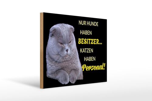 Holzschild Spruch 40x30cm Hund hat Besitzer Katze Personal