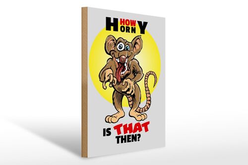 Holzschild Spruch 30x40cm How horny is that then Maus