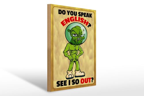 Holzschild Spruch 30x40cm Do you speak english See i so out