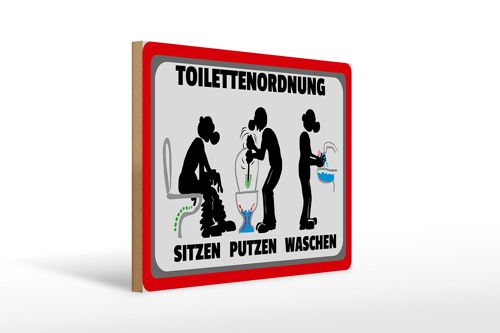 Holzschild Hinweis 40x30cm Toilettenordnung sitzen putzen