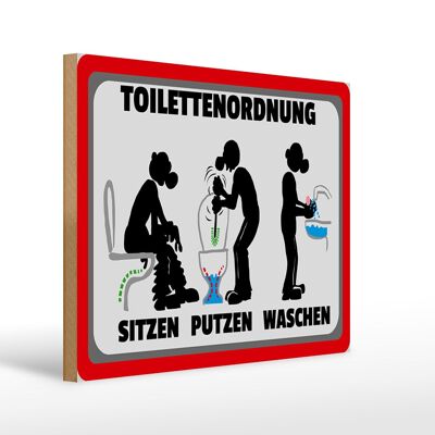 Holzschild Hinweis 40x30cm Toilettenordnung sitzen putzen