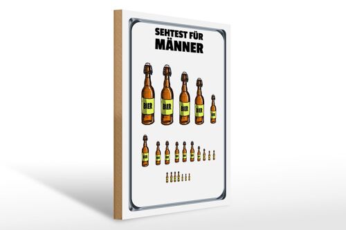Holzschild 30x40cm Sehtest für Männer Bierflaschen