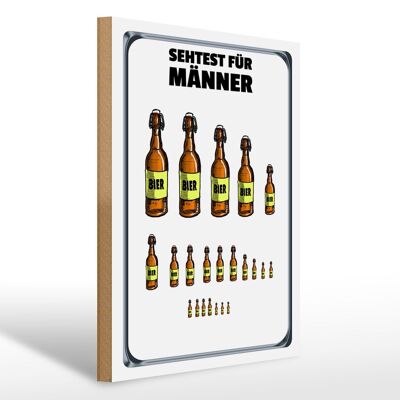 Holzschild 30x40cm Sehtest für Männer Bierflaschen