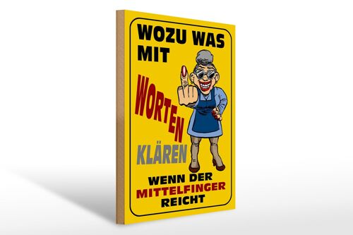 Holzschild Spruch 30x40cm Wozu Wörter Mittelfinger reicht