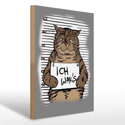 Holzschild Katze 30x40cm Ich war's Mugshot Polizeifoto