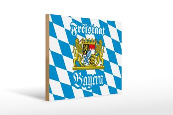 Panneau en bois Bavière 40x30cm Armoiries de l'État libre de Bavière 1