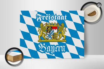 Panneau en bois Bavière 40x30cm Armoiries de l'État libre de Bavière 2