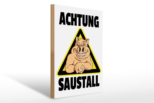 Holzschild Tiere 30x40cm Schwein Achtung Saustall