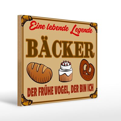 Wooden sign food 40x30cm living legend baker bread