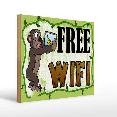 Holzschild Hinweis 40x30cm Free WiFi Internet