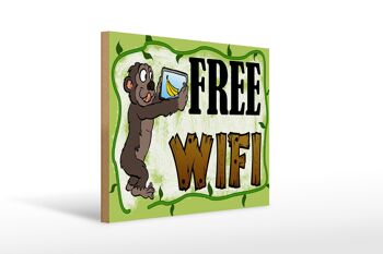 Panneau d'avertissement en bois 40x30cm Internet WiFi gratuit 1