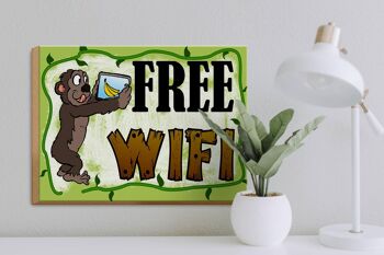 Panneau d'avertissement en bois 40x30cm Internet WiFi gratuit 3