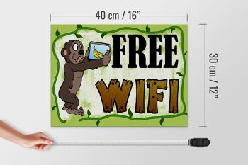 Panneau d'avertissement en bois 40x30cm Internet WiFi gratuit 4