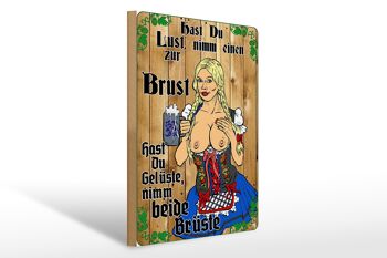 Panneau en bois Pinup 30x40cm Take one to the Chest Beer 1